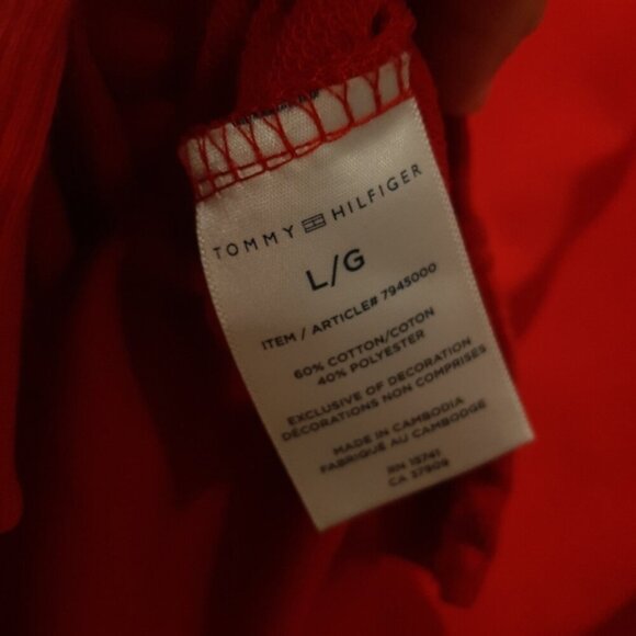 3/$20 Tommy Hilfiger Sleepwear Henley Top Long Sleeve Pajama Primary Red Slouchy - Picture 7 of 8